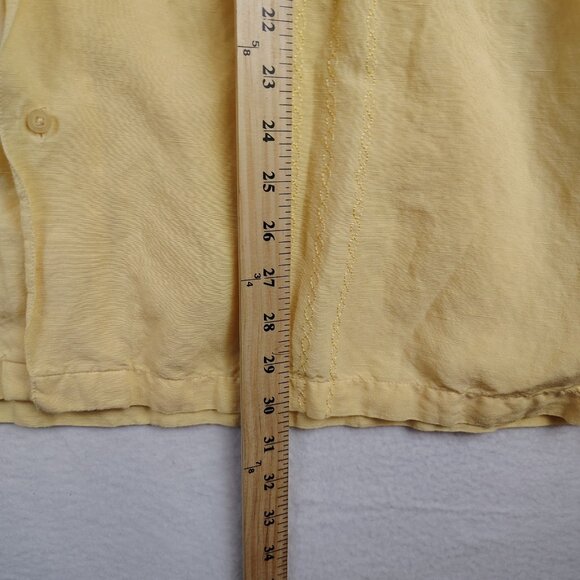 Monte Carlo Linen Blend Shirt Mens XL Yellow Short Sleeve - Picture 5 of 7